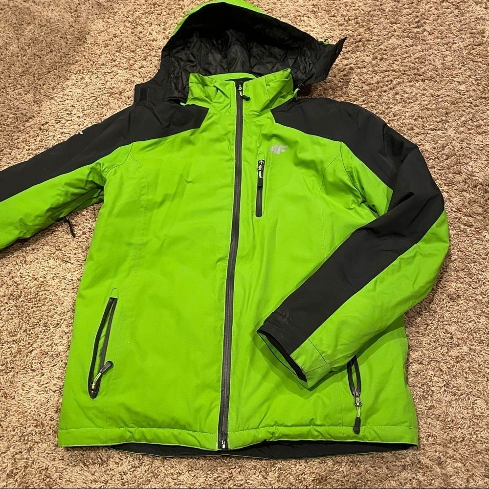 4F insulated lime green women's ski jacket large aquatech 5000
